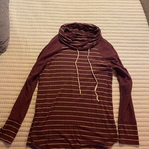 Pink Clover Maroon and Cream Striped Pullover Turtleneck